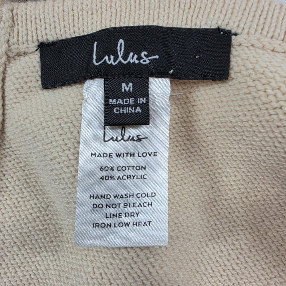 Lulus Cream Cotton Blend Cutout Tie Back Sweater Tank Size M Boho Summer Casual - Picture 5 of 8